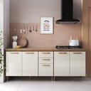 Ver imagem 1 de Kit 2 Balcões Modulados Gabinete Pia 120cm e Cooktop 80cm com Tampo Berlim Fidelitá Noce/off-white