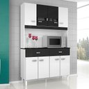 Ver imagem 1 de Cozinha Ambiente Kit Manu 8 Portas Branco Preto - Poquema