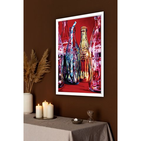 Quadro Decorativo Fotografia Garrafas Coca-cola - 70x50cm:moldura Branca