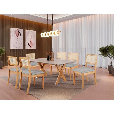 Sala de Jantar Madeira Maciça 6 Cadeiras - Âmbar - Harmonia
