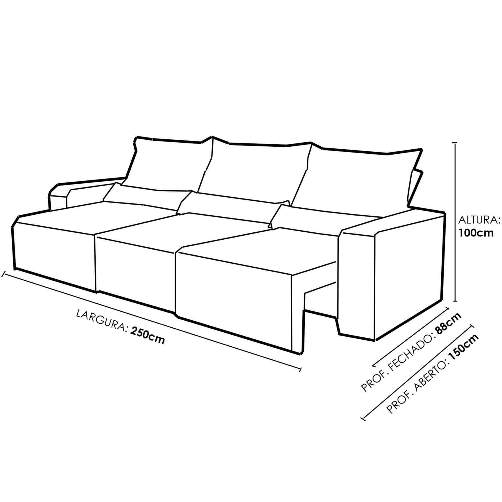 Sofá 4 Lugares Retrátil e Reclinável Minas 3 Módulos Tecido Suede 250cm Cor Rosê - 2