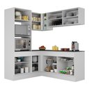Ver imagem 6 de Armário de Cozinha Completa de Canto com Rodapé Veneza Multimóveis V2098 Branco/Preto