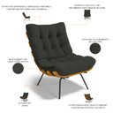 Ver imagem 5 de Poltrona Costela L02 com Puff Sala de Estar Linho Verde - Lyam Decor
