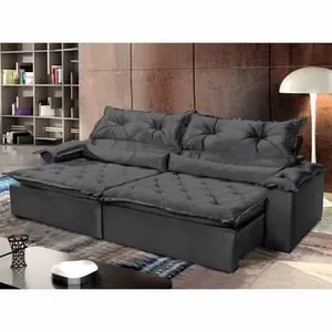 Sofá Retrátil Reclinável Sparta 2,50 Metros 4 Lugares Movenzo Jolie Grafite