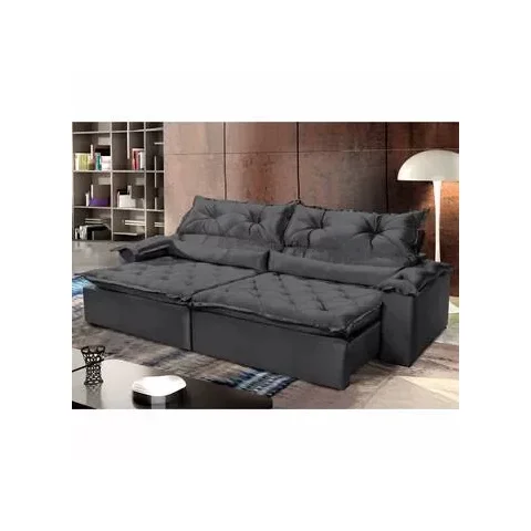 Sofá Retrátil Reclinável Sparta 2,50 Metros 4 Lugares Movenzo Jolie Grafite