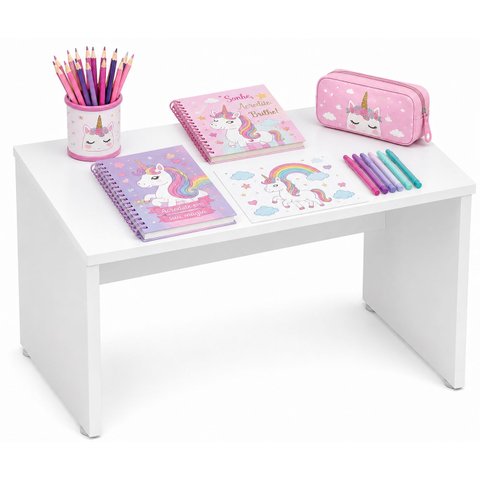 Mesa Infantil Escolar 78cm para Estudos Desenho Leitura Branco