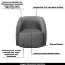 Ver imagem 3 de Conjunto Decorativo Sofá 288cm e Poltrona Clarke com Puff Round Linho Chumbo - Gran Belo