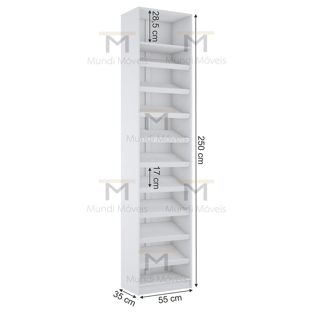 SAPATEIRA MÓDULO CLOSET 22 PARES 100% MDF M483.B (CASA, LOJA) MUNDI MOVEIS - 2