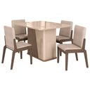 Ver imagem 1 de Kit Mesa de Jantar Harmonia com 4 Cadeiras Sinfonia em Linho Carvalho/fendi/creme