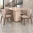 Ver imagem 2 de Kit Mesa de Jantar Harmonia com 4 Cadeiras Sinfonia em Linho Carvalho/fendi/creme