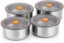 Ver imagem 2 de Kit 4 Potes Herméticos Redondo Inox 450ml Vasilha Aço Inoxidável Tampa Vedação