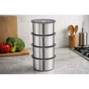Ver imagem 3 de Kit 4 Potes Herméticos Redondo Inox 450ml Vasilha Aço Inoxidável Tampa Vedação