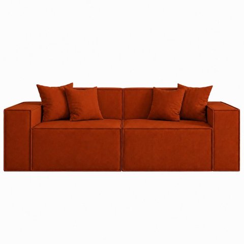 Sofá 3 Lugares Modular 2MTS Bouclê para Sala - Balaqui Decor Cor:Terracota