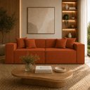 Ver imagem 2 de Sofá 3 Lugares Modular 2MTS Bouclê para Sala - Balaqui Decor Cor:Terracota