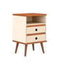 Ver imagem 4 de Mesa de Cabeceira Retrô 2 Gavetas -alan Cm - Off White/nature
