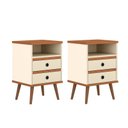 Ver imagem 6 de Mesa de Cabeceira Retrô 2 Gavetas -alan Cm - Off White/nature