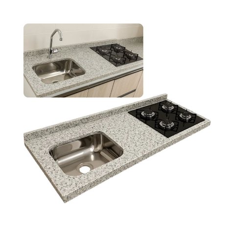 Pia Cozinha Granito Portinari 150cm Espaço P/ Cooktop e Cuba: Portinari