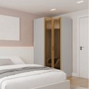 Ver imagem 1 de Guarda Roupa de Canto Reto Planejado 95cm Porta Reflecta e Cabideiros Jade CabeCasa MadeiraOriginals Cinza/Urbano