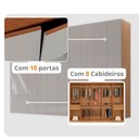 Ver imagem 4 de Guarda Roupa Casal Everest Mdf 10 Portas 4 Gavetas e 5 Prateleiras Moderna Mobilia