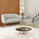 Ver imagem 2 de Sofá Namoradeira e Poltrona Industrial Dourado Stella Bouclê Cinza D03 - D'Rossi