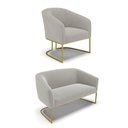 Ver imagem 1 de Sofá Namoradeira e Poltrona Industrial Dourado Stella Bouclê Cinza D03 - D'Rossi