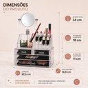 Ver mais imagens de Organizador Acrilico Porta Maquiagem com Espelho 4 Gavetas 16 Divisorias para Batom Pincel Cosmetico
