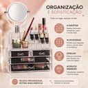 Ver imagem 3 de Organizador Acrilico Porta Maquiagem com Espelho 4 Gavetas 16 Divisorias para Batom Pincel Cosmetico