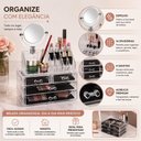 Ver imagem 7 de Organizador Acrilico Porta Maquiagem com Espelho 4 Gavetas 16 Divisorias para Batom Pincel Cosmetico