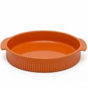 Ver imagem 1 de Forma Redonda Baixa Travessa Porcelana Laranja 21cm Germer Canelada Forno Torta Quiche