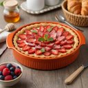 Ver imagem 7 de Forma Redonda Baixa Travessa Porcelana Laranja 21cm Germer Canelada Forno Torta Quiche