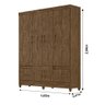 Guarda Roupa Casal MS912 4 portas 2 gavetas Castanho Wood - Moval - 2