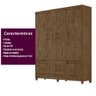Guarda Roupa Casal MS912 4 portas 2 gavetas Castanho Wood - Moval - 5
