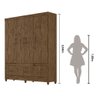 Guarda Roupa Casal MS912 4 portas 2 gavetas Castanho Wood - Moval - 3