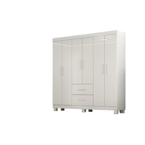 Roupeiro Kali 6 Portas 2 Gavetas Branco