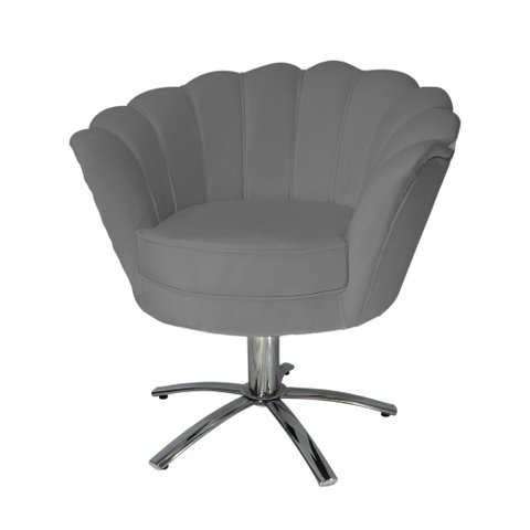 Jogo 2 Poltronas Para Sala Comercial Base Giratória de Metal Pétala Suede Cinza - LM DECOR