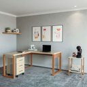 Ver imagem 1 de Kit Mesa Escritório Gaveteiro e Mesa Lateral 100% MDF Pradel