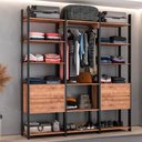Ver imagem 2 de Closet 4 Gavetas 1 Cabideiro Estilo Industrial Chess F04 Preto/Solanum - Mpozenato