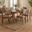 Ver imagem 2 de Mesa de Jantar Cacau com 6 Cadeiras Estofadas Sabia Linho Bege Ornar