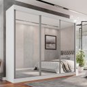 Ver imagem 1 de Guarda Roupa Casal 3 Portas de Correr com 3 Espelhos 6 Gavetas Fênix 100% MDF - Mais Móveis