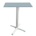 Ver imagem 1 de Mesa Ômega Ferro Branco 74 Cm (alt) Base em X Tampo Mdp Quadrado Cinza 60 Cm (larg) X 2,50 Cm (alt)