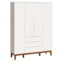 Ver imagem 3 de Cômoda Infantil 6 Gavetas com Guarda Roupa Classic Elfe Branco Acetinado com Pés Madeira - Reller