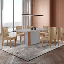 Ver imagem 1 de Mesa de Jantar Isadora 180cm Tampo Mdf Vidro com 6 Cadeiras Safira