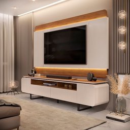 Bancada e Painel Firenze para TV 65 Polegadas em MDF com 3D Form DJ Móveis - 2