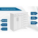 Ver imagem 2 de Cômoda Solteiro Toronto New c/ 2 Portas e 8 Gavetas Branco - Lopas