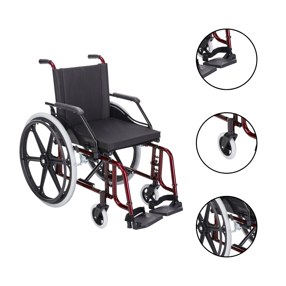 Cadeira de Rodas Elite Aço Carbono Pneu Inflável 44cm 100kg - 2