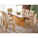 Ver imagem 2 de Mesa Sala de Jantar em Mdf com Tampo de Vidro Retangular 210 Cm Cozinha Marrom Madeira Off White