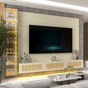 Ver imagem 1 de Estante para TV até 85 Polegadas com LED e Vidro Reflecta 100% MDF 217,6CMX255,2cm Luminare Native Off White