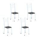 Ver imagem 1 de Kit 4 Cadeiras Tubular 95x37x40 cm Dany Branco/Preto Floral