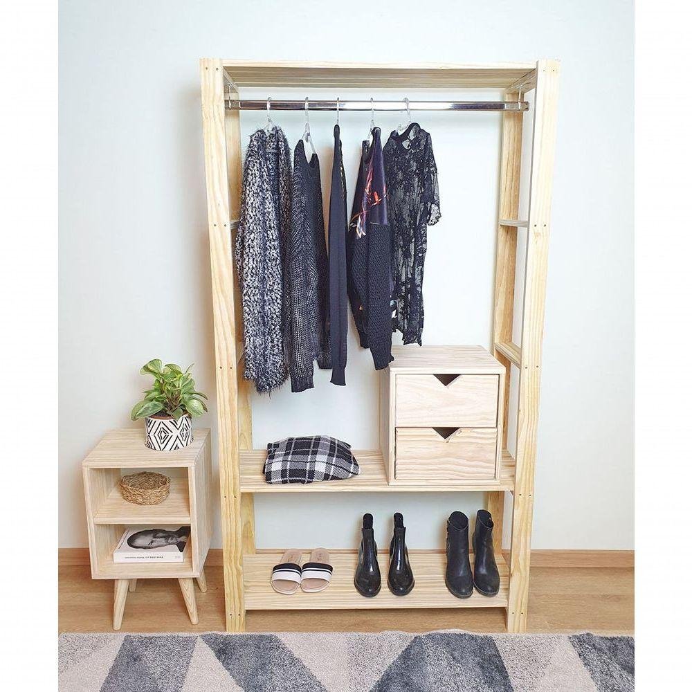 Guarda-roupa Closet Mini Macapá 180x100x33 em Madeira de Pinus
