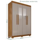 Ver imagem 3 de Guarda-Roupa com Pés e Espelho 4 Portas 3 Gavetas 100% MDF Veneza Off White/Cinamomo